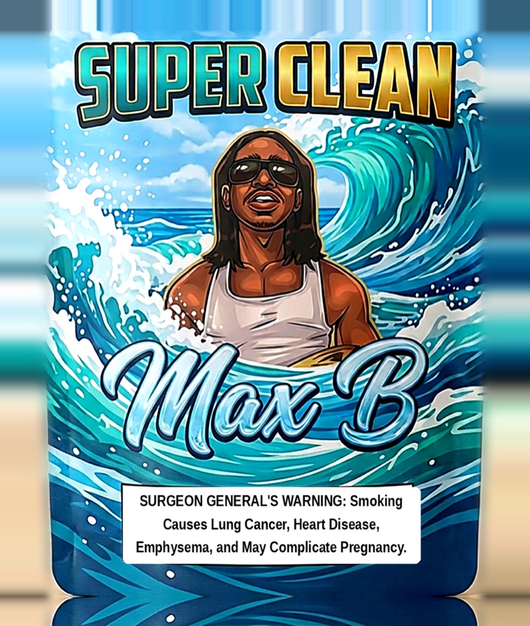 Super Clean by Max B — premium grabba leaf pouch with the signature wave artwork
